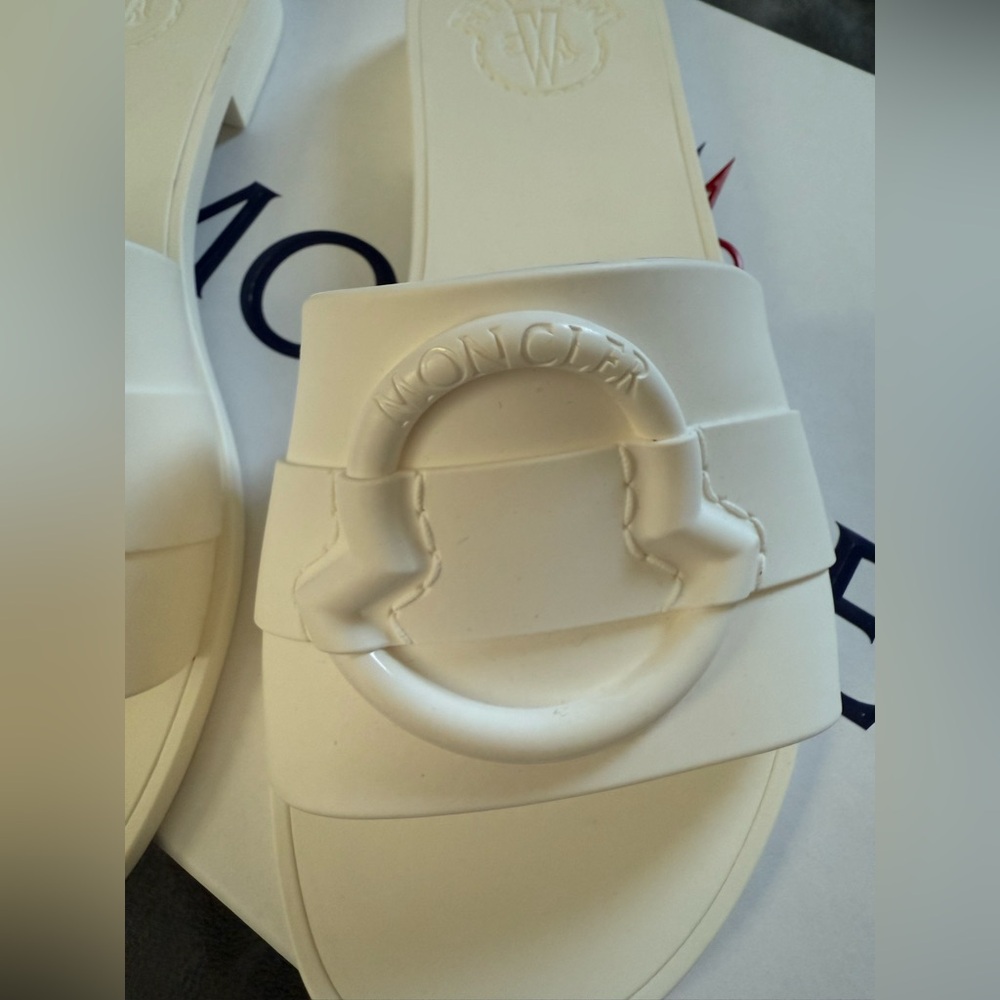 Moncler Women's White Slide Sandals - Picture 2 of 4